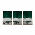 Palacedesigns Deep Green, Black & White Abstract Canvas Wall Art - 3 Piece PA3106468